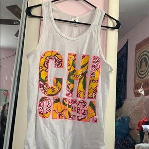 Chi Omega White Tank top with womanly always